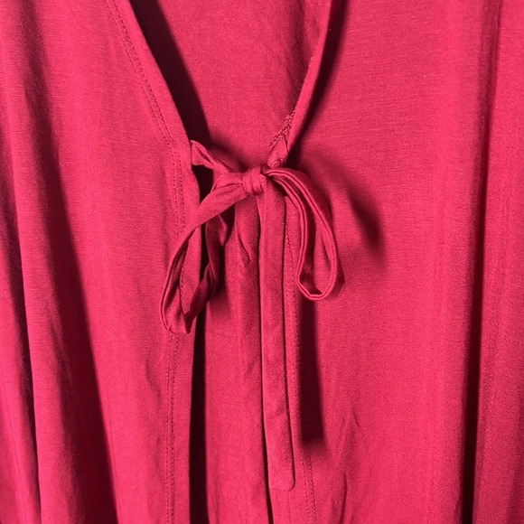 LOGO by Lori Goldstein Sz M Burgundy Front Tie Cardigan Lace Detail Whimsigoth - Picture 3 of 8